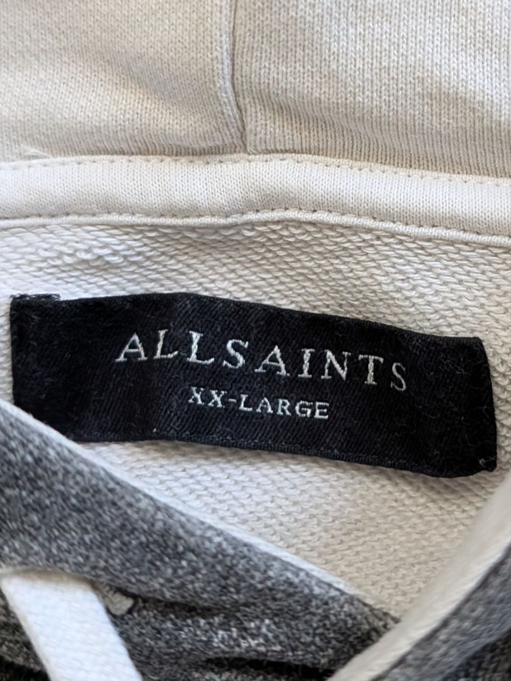 AllSaints Mens White Gray Santana Abstract Cotton Hoodie Size XXL - Picture 7 of 11